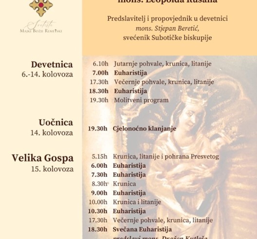 Devetnica uoči Velike Gospe u Remetama